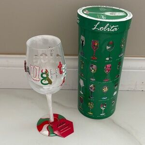 Lolita Festive Wine Glass with Green and Red Accents